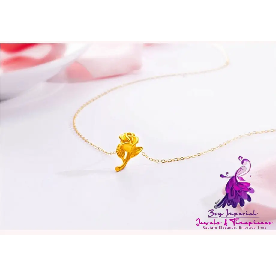 Women’s Gold Rose Pendant Necklace