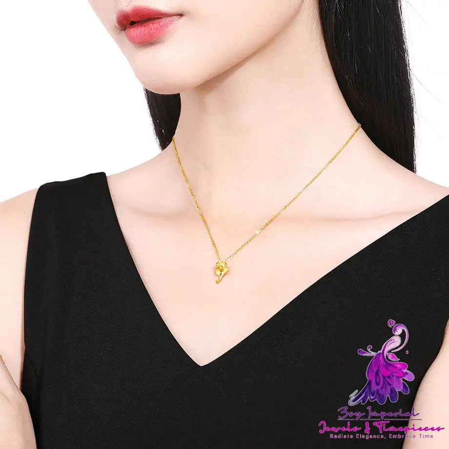 Women’s Gold Rose Pendant Necklace