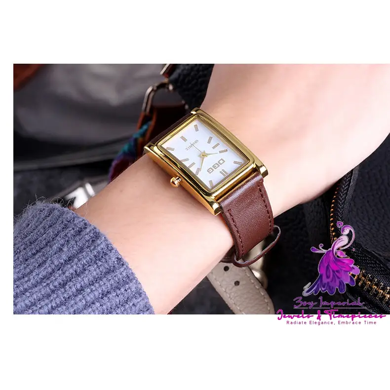 Gold Square Watch Head Quartz Watch for Men