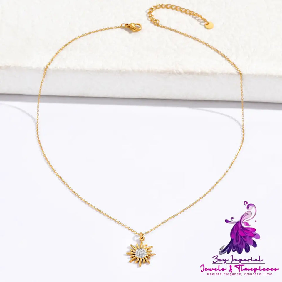 Gold Sunflower Pendant Necklace