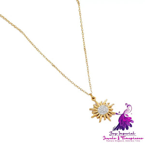 Gold Sunflower Pendant Necklace