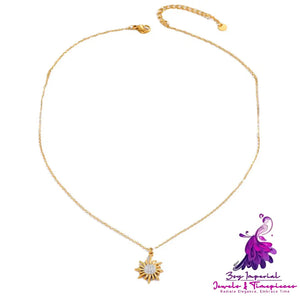 Gold Sunflower Pendant Necklace