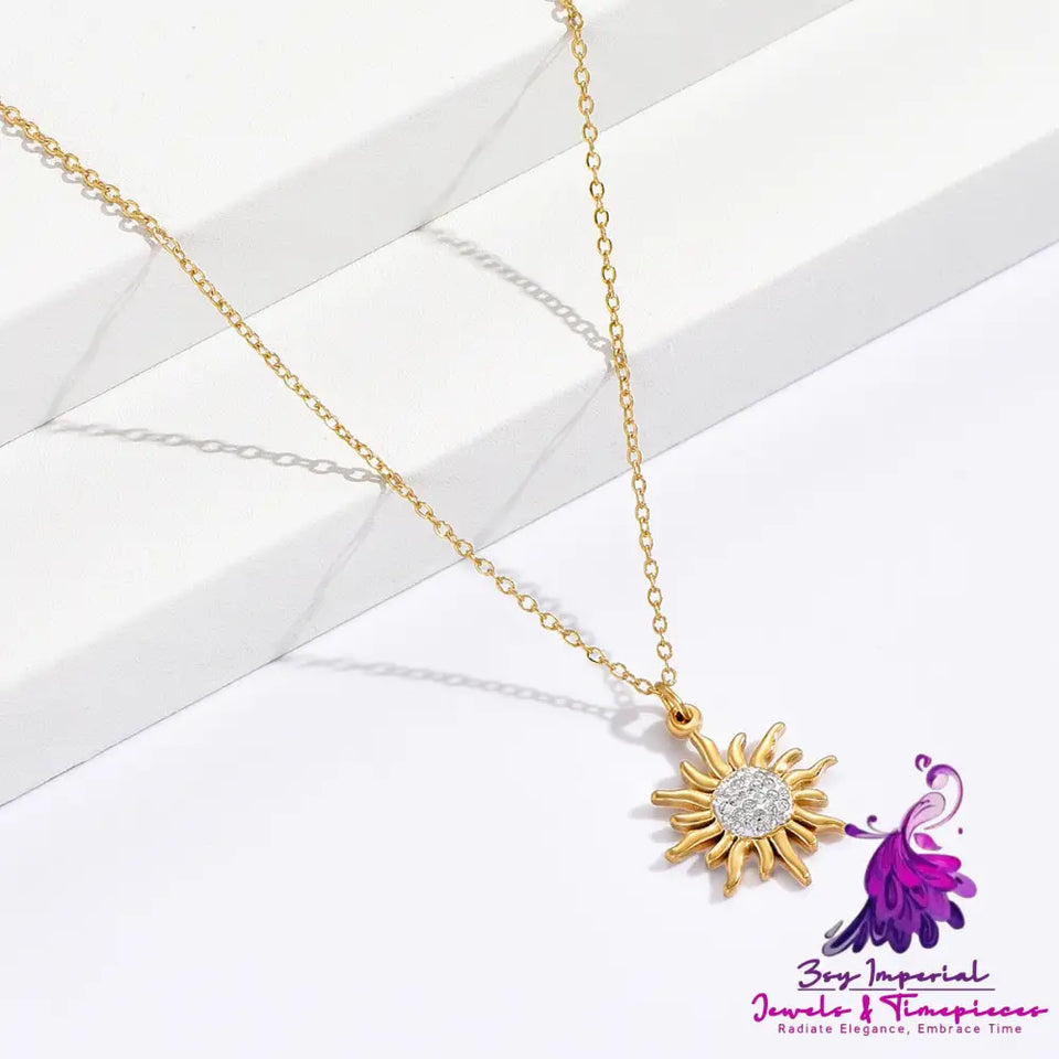 Gold Sunflower Pendant Necklace