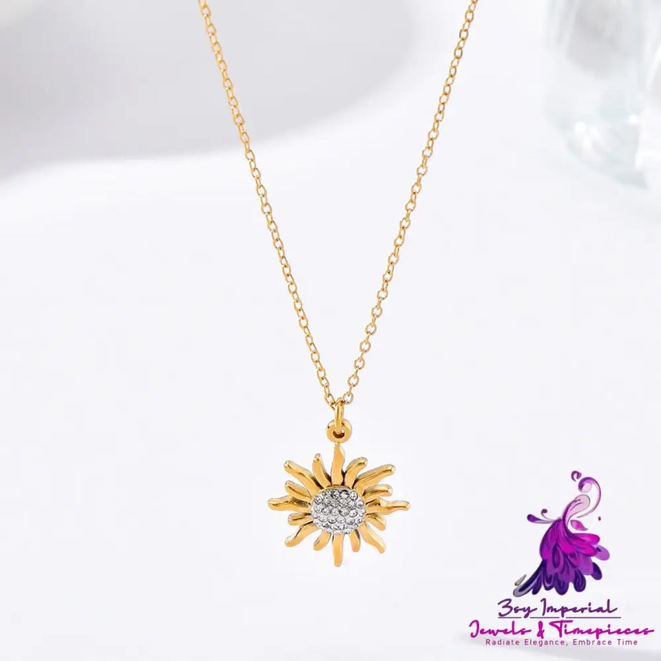 Gold Sunflower Pendant Necklace