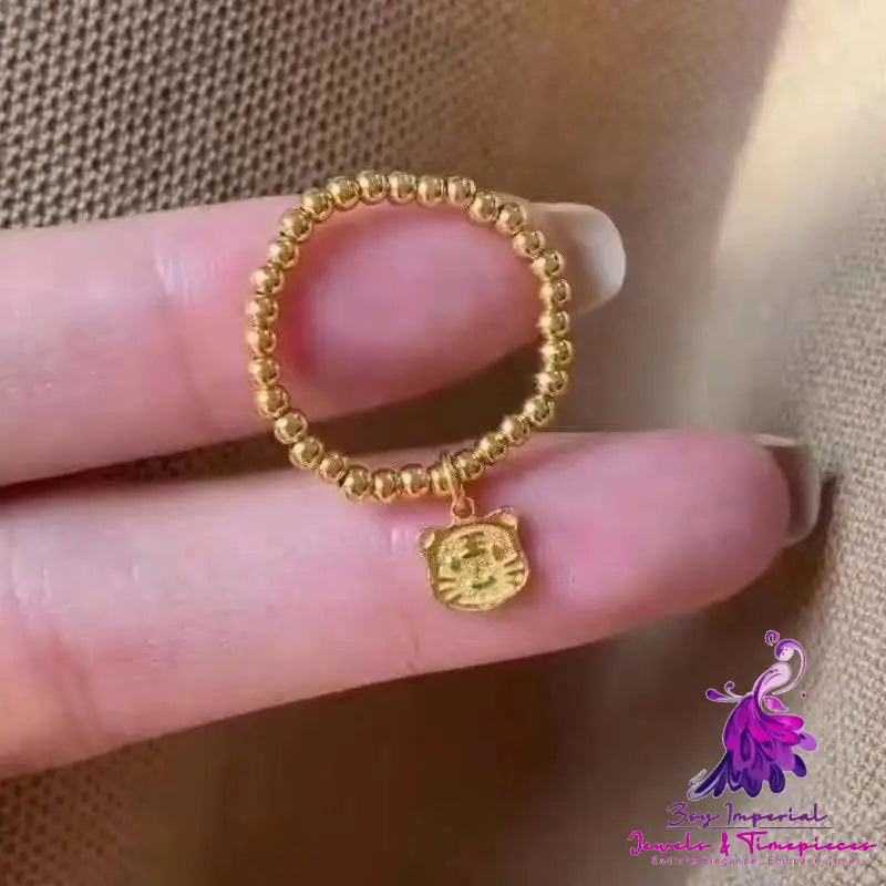 18k Gold Tiger Zodiac Ring Pendant