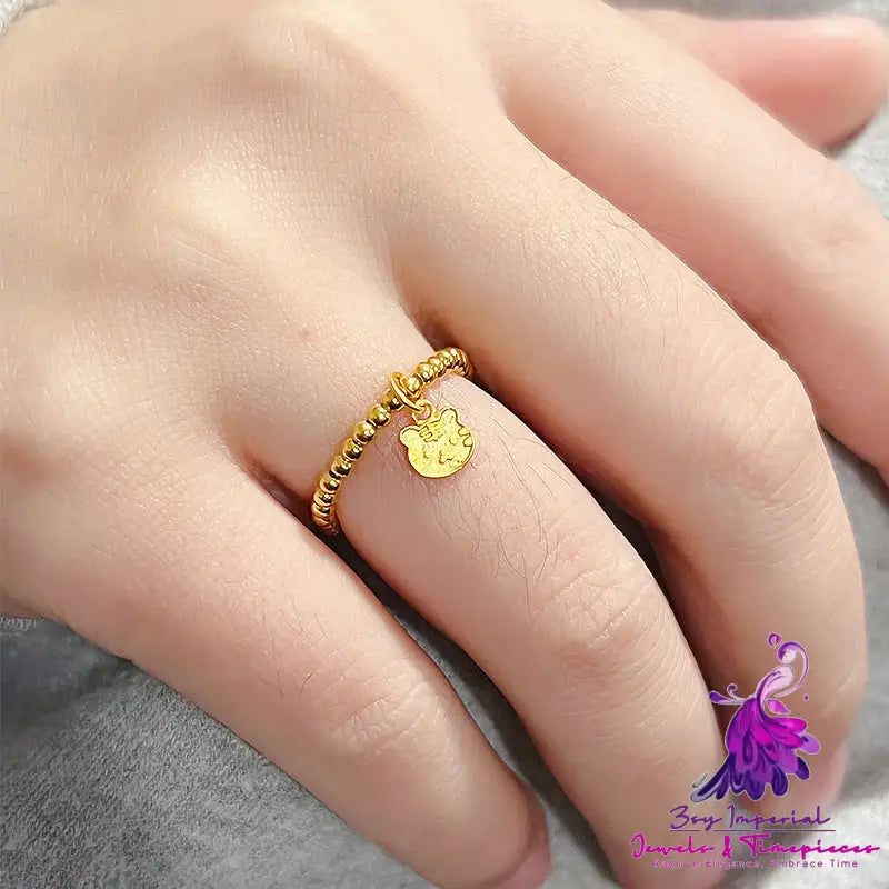 18k Gold Tiger Zodiac Ring Pendant