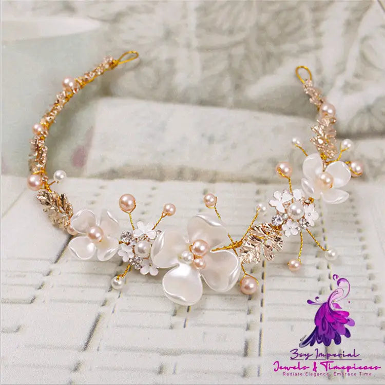 Pearl Ceramic Golden Hoop Headdress