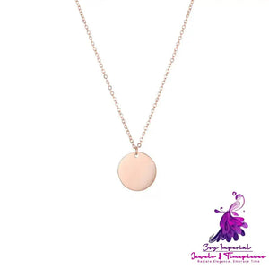 Simple Golden Round Pendant Stainless Steel Necklace