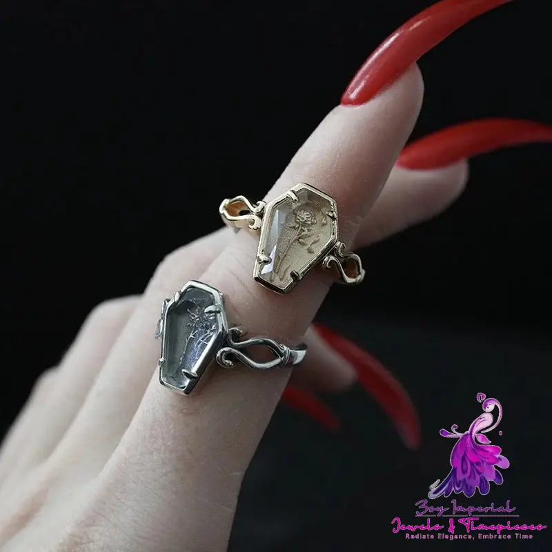 Gothic Rose Coffin Ring