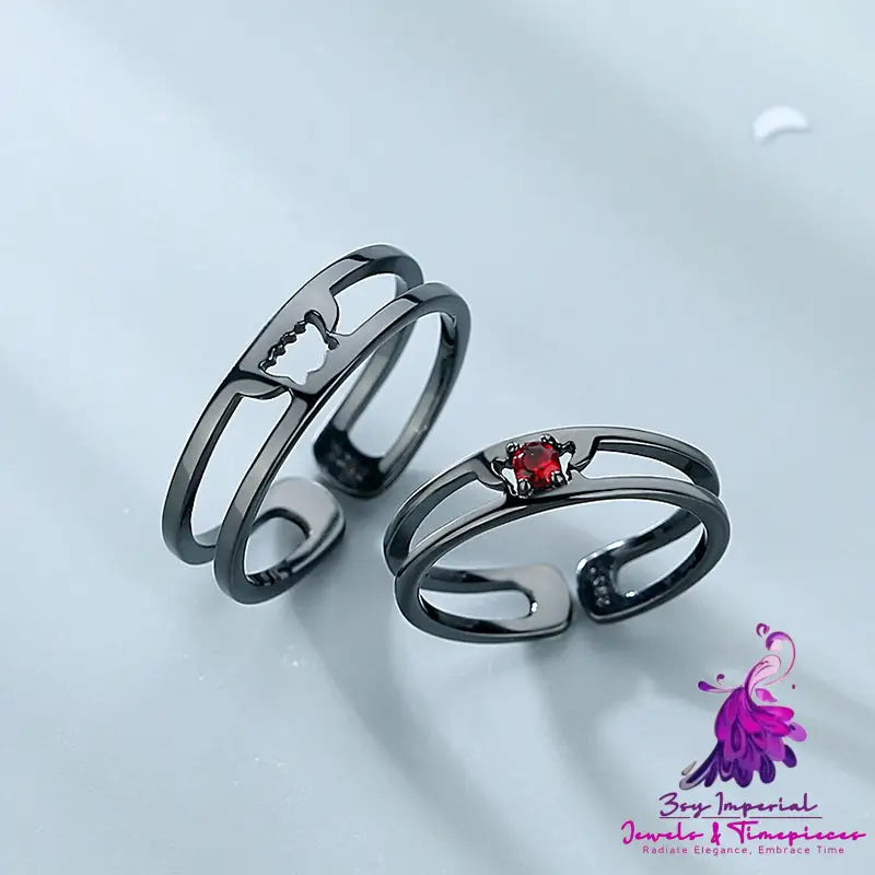 Creative Halloween Sterling Silver Vampire Couple’s Ring