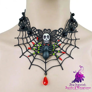 Gothic Jewelry Red Bat Halloween Necklace Lace Choker