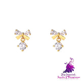 Graceful Zircon Bow Stud Earrings