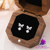 Graceful Zircon Bow Stud Earrings