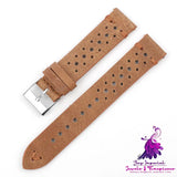 Gray-blue Multi-hole Leather Watch Band