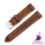 Gray-blue Multi-hole Leather Watch Band