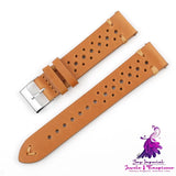 Gray-blue Multi-hole Leather Watch Band