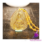 Lucite Green Tulku Medicine Buddha Necklace