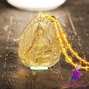 Lucite Green Tulku Medicine Buddha Necklace