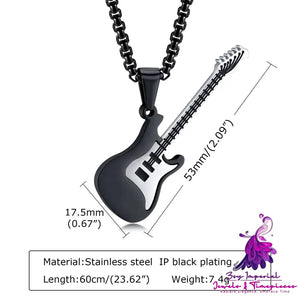 Men’s Fashion Stainless Steel Guitar Pendant Necklace