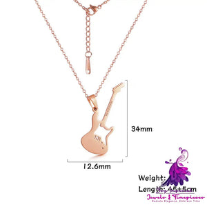 Punk Rock Stainless Steel Guitar Pendant Necklace