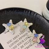 Colorful Rhinestone Star Duckbill Clip