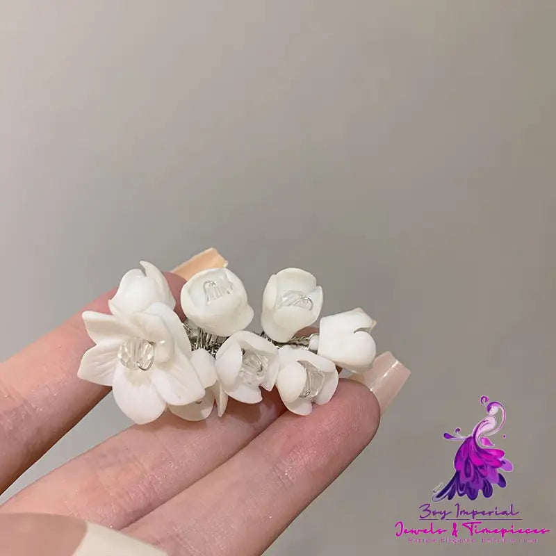 Vintage White Jasmine Flower Hair Clip Niche