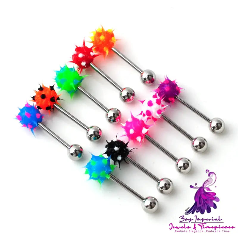 Hairy Ball Stainless Steel Tongue Pin