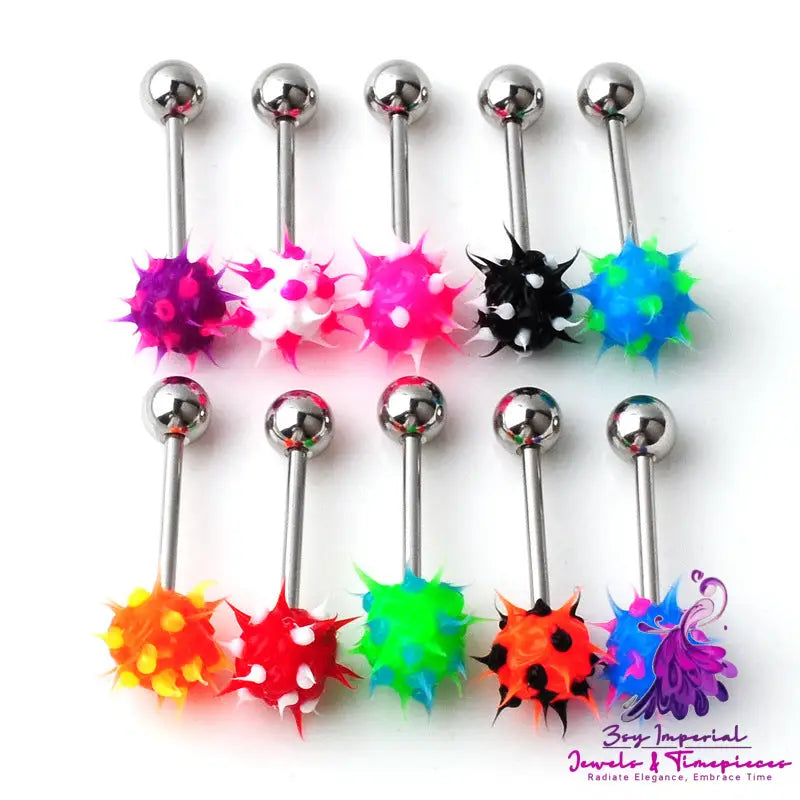 Hairy Ball Stainless Steel Tongue Pin