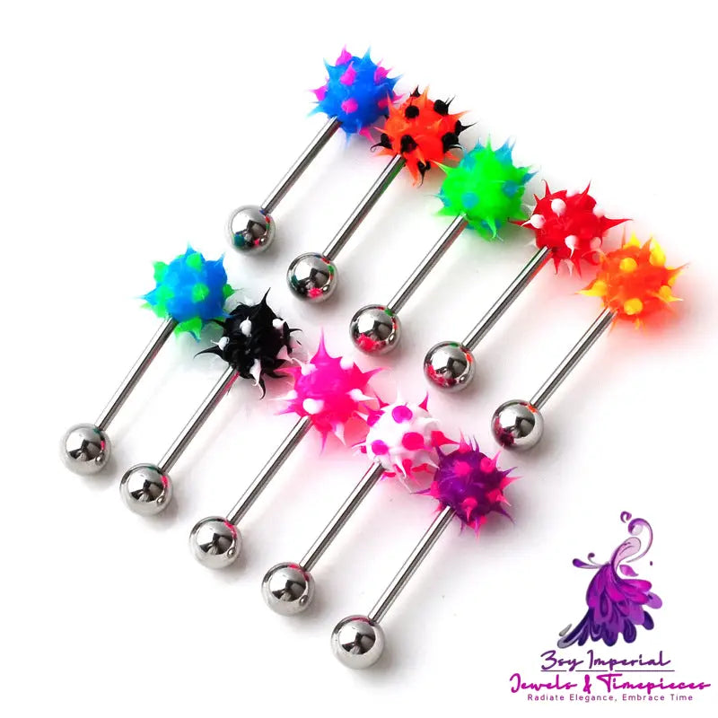 Hairy Ball Stainless Steel Tongue Pin