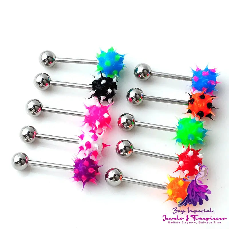 Hairy Ball Stainless Steel Tongue Pin