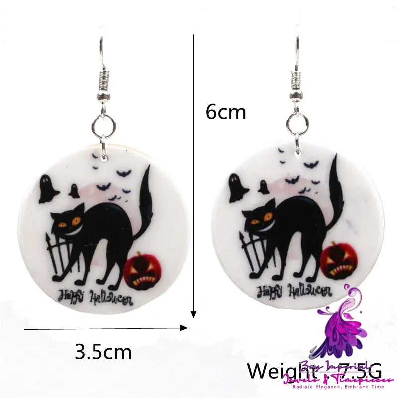 Halloween Black Cat Pumpkin Earrings Ghost Festival