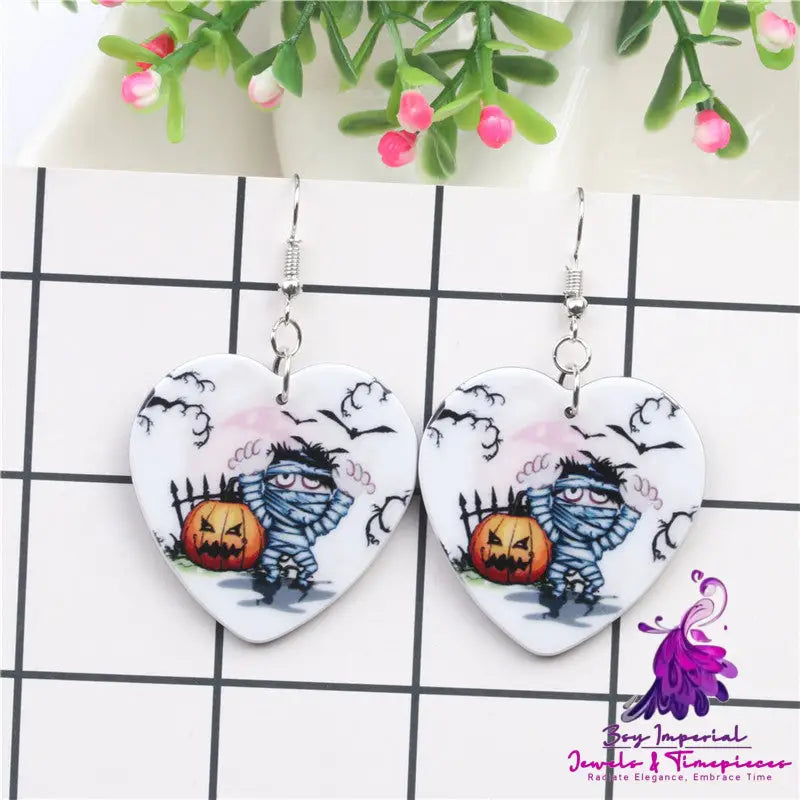 Halloween Black Cat Pumpkin Earrings Ghost Festival