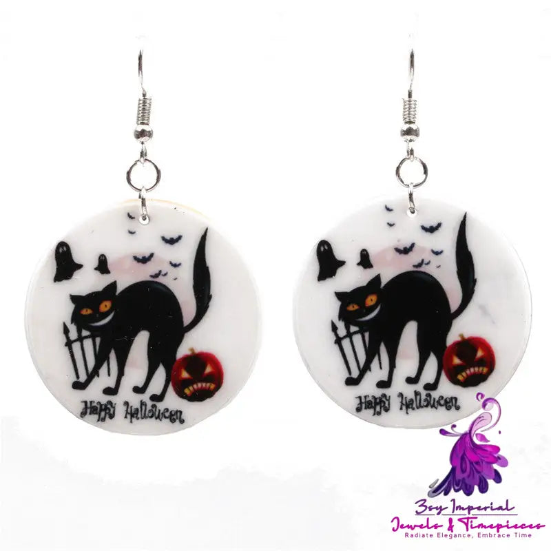 Halloween Black Cat Pumpkin Earrings Ghost Festival