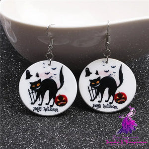 Halloween Black Cat Pumpkin Earrings Ghost Festival