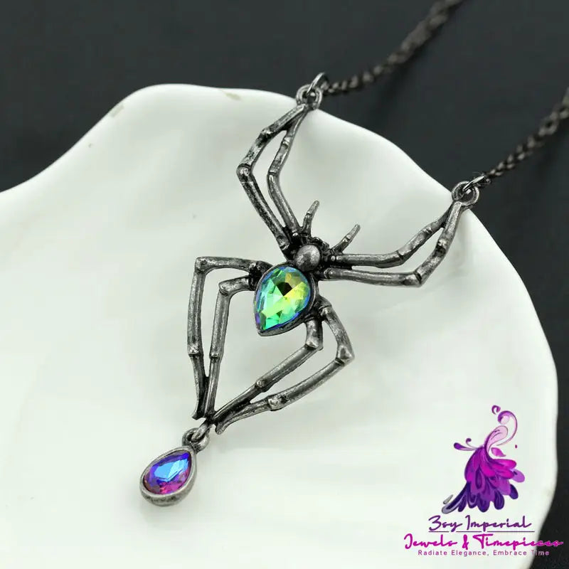 Vintage Spider Diamond Pendant Necklace