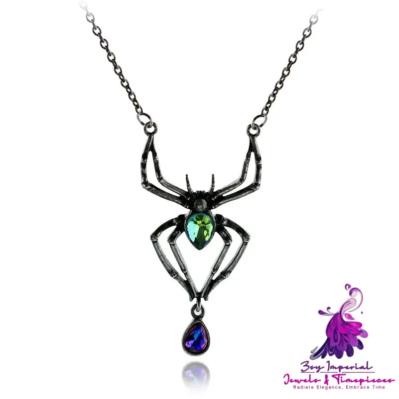 Vintage Spider Diamond Pendant Necklace