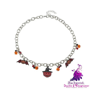 Lips Pumpkin Halloween Necklace