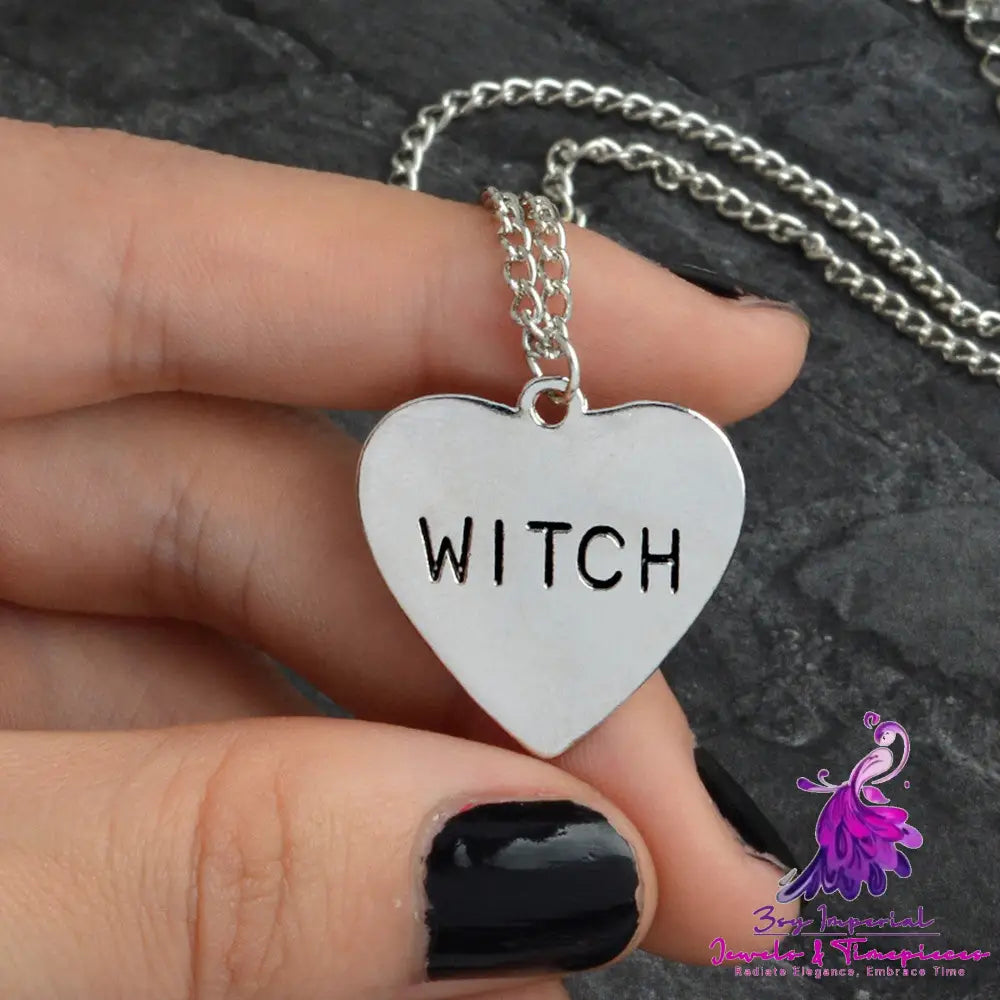 Creative Love Witch Halloween Necklace