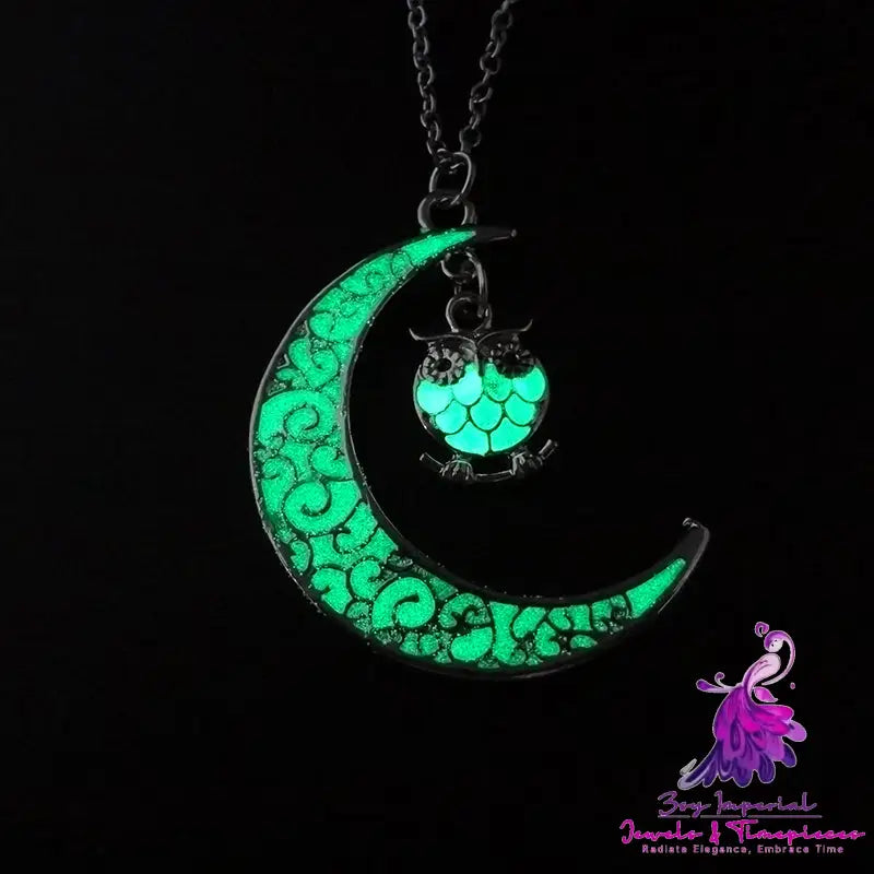 Multi-colored Moonlit Owl Necklace