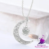 Multi-colored Moonlit Owl Necklace