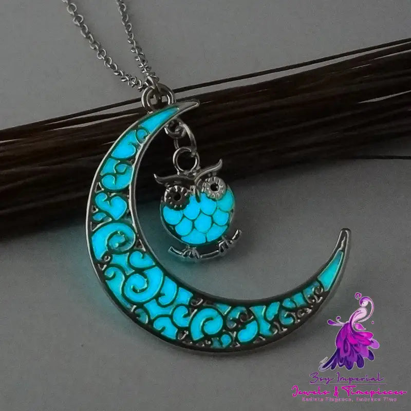 Multi-colored Moonlit Owl Necklace