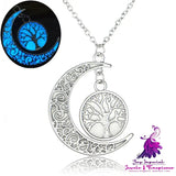 Halloween Multicolored Moonlit Tree Of Life Necklace