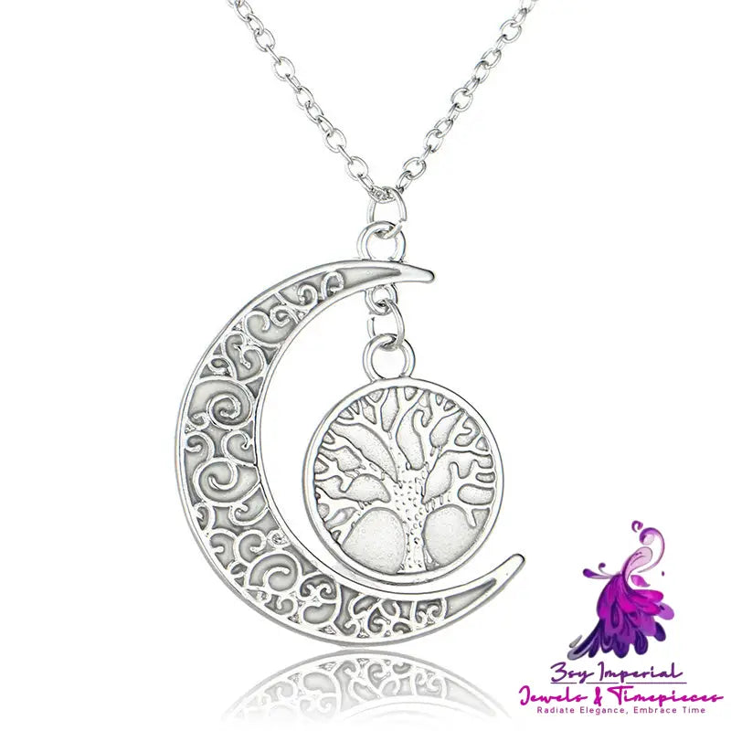 Halloween Multicolored Moonlit Tree Of Life Necklace