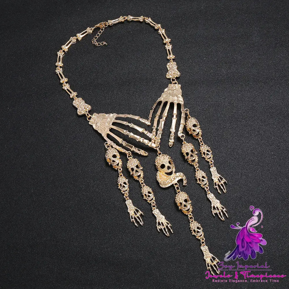 Punk Retro Exaggerated Ghost Hand Necklace