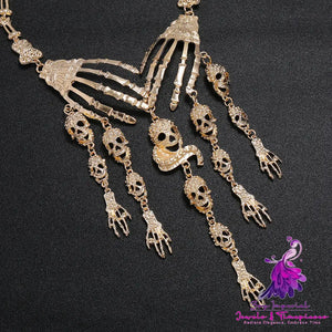 Punk Retro Exaggerated Ghost Hand Necklace