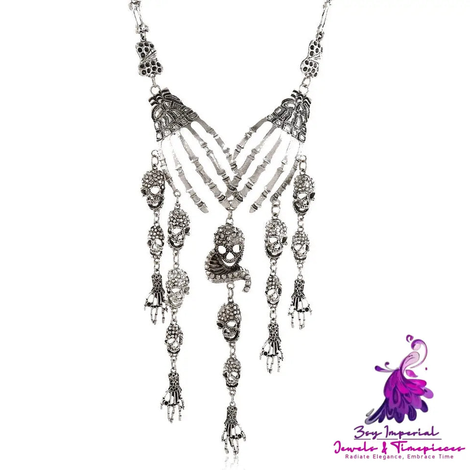 Punk Retro Exaggerated Ghost Hand Necklace