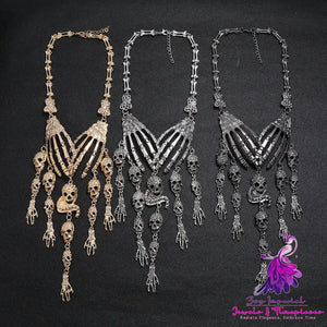 Punk Retro Exaggerated Ghost Hand Necklace