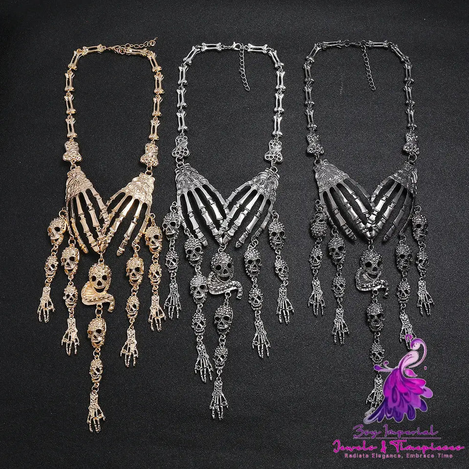 Punk Retro Exaggerated Ghost Hand Necklace