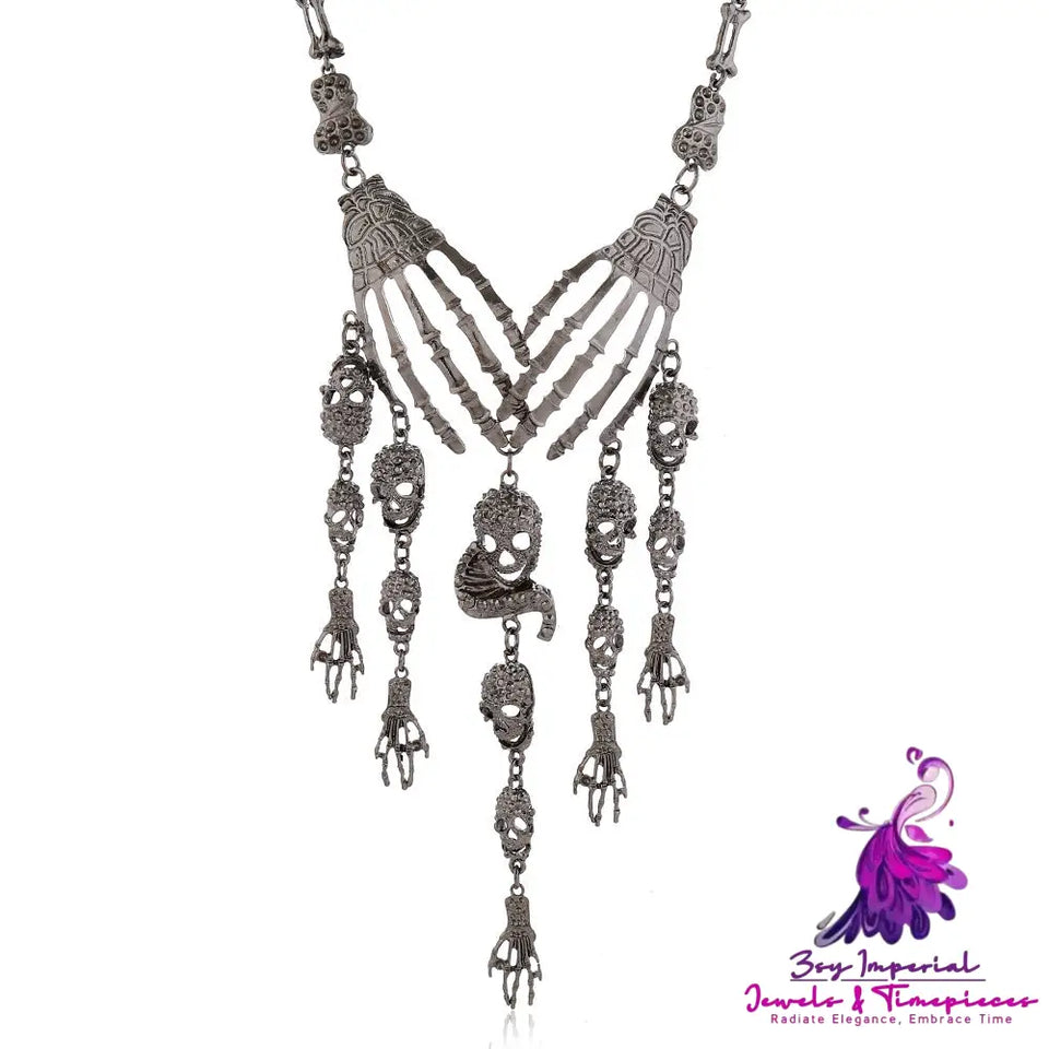 Punk Retro Exaggerated Ghost Hand Necklace