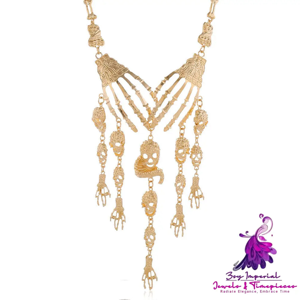 Punk Retro Exaggerated Ghost Hand Necklace